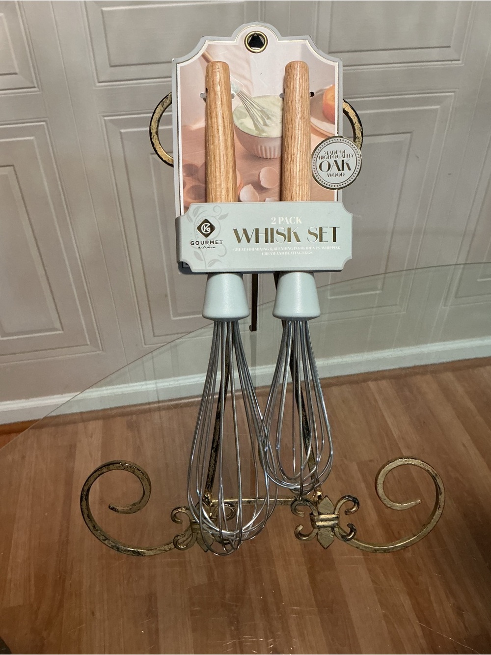 New Gourmet Balloon Whisk Set of 2 Stainless Steel 10" and 12" Green Hangable